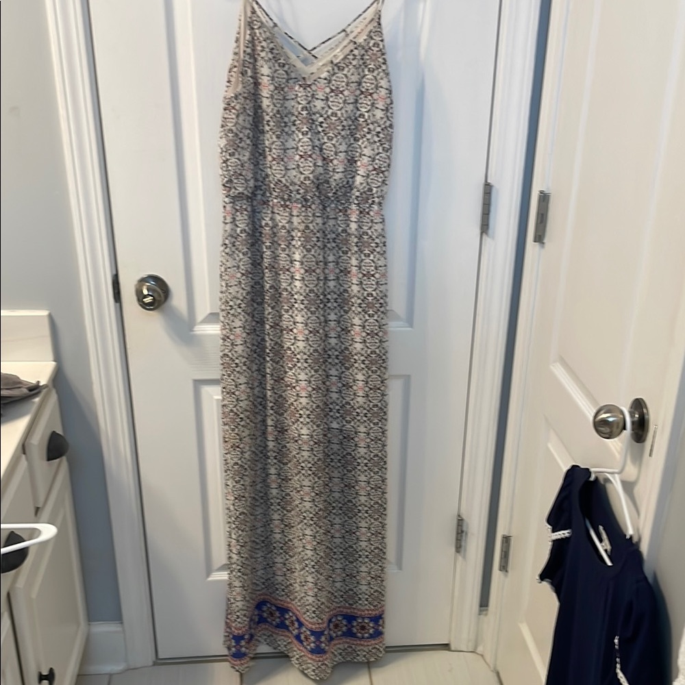 Sienna Sky Silver Maxi Sundress Sleeveless Spaghetti Strap